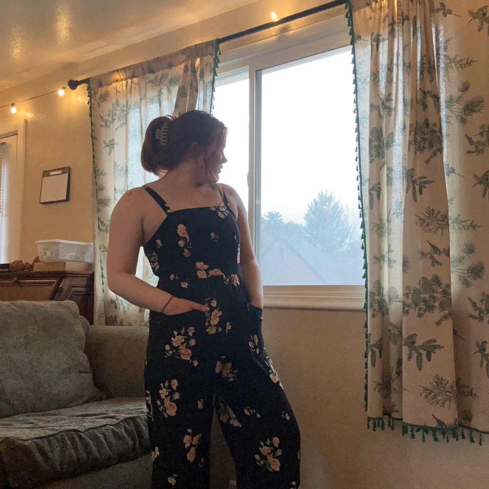 Floral Black Jumpsuit